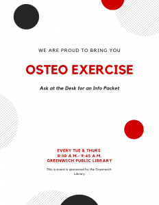 Osteo Exercise: Tuesdays and Thursdays 8:30-9:45am