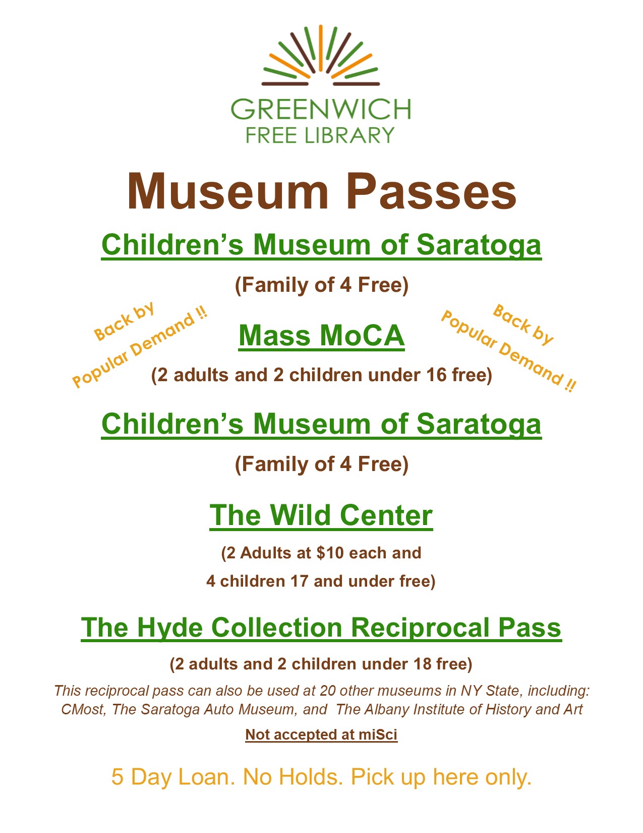 Museum Pass Flyer – Greenwich Free Library